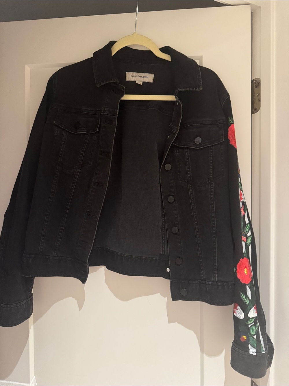 Calvin Klein Jeans Black Denim Custom Painted Jacket